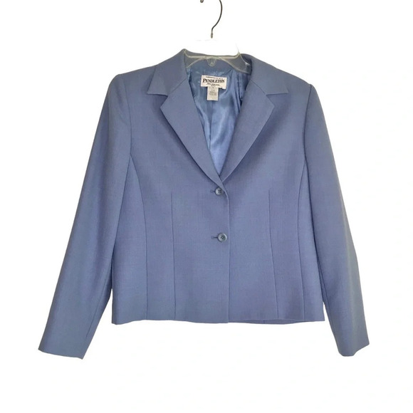 Pendleton Jackets & Blazers - Pendleton Blazer Women Sz 10P Blue Seasonless 100% Virgin Wool Work EUC